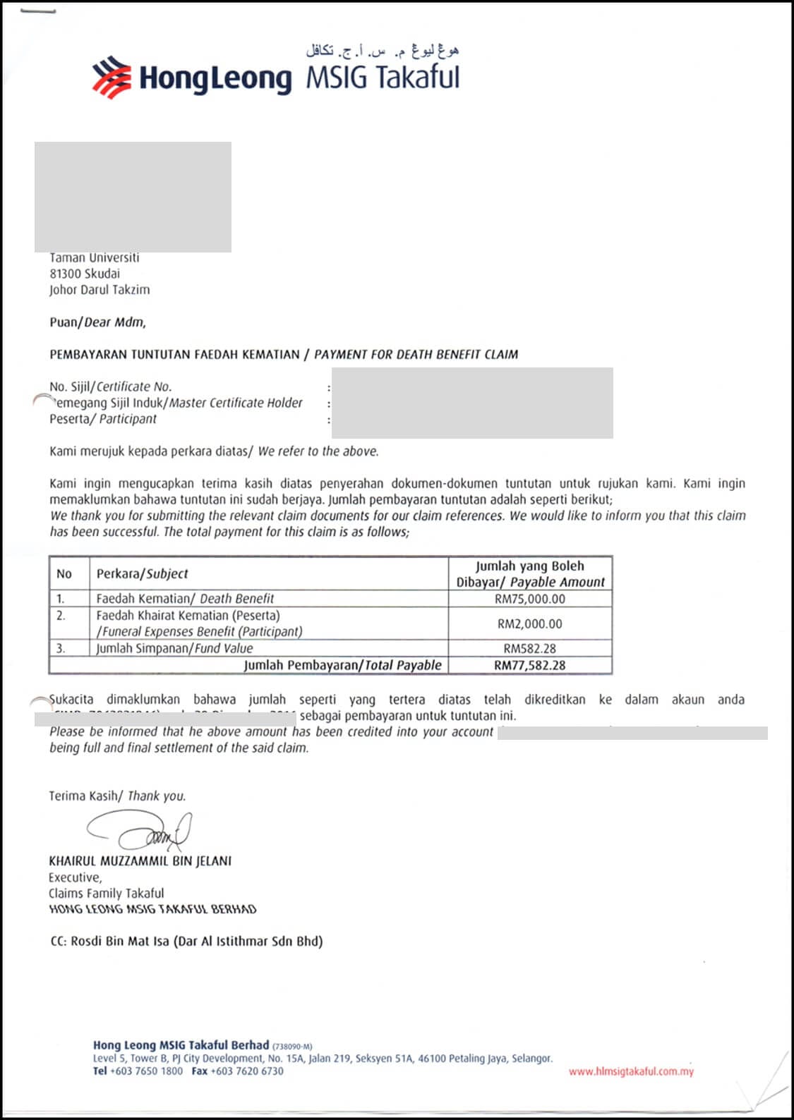 Rekod Tuntutan Takaful 2
