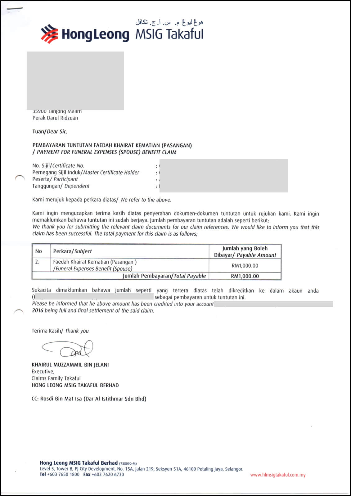 Rekod Tuntutan Takaful 4