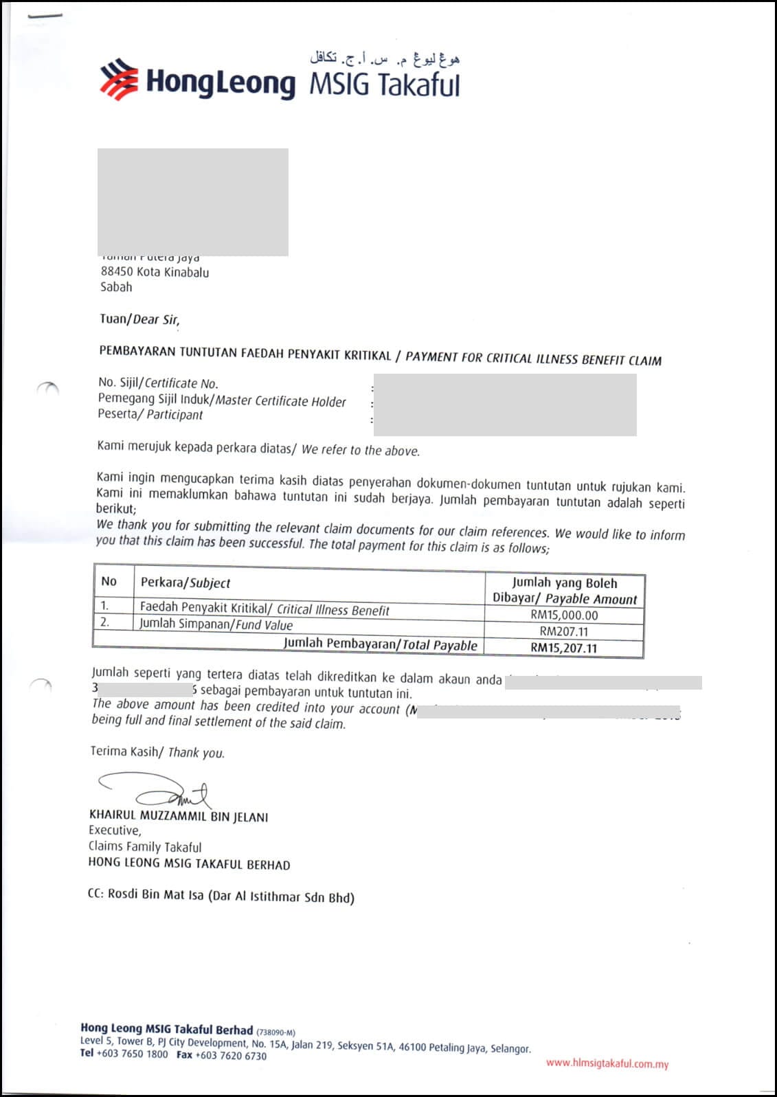 Rekod Tuntutan Takaful 7