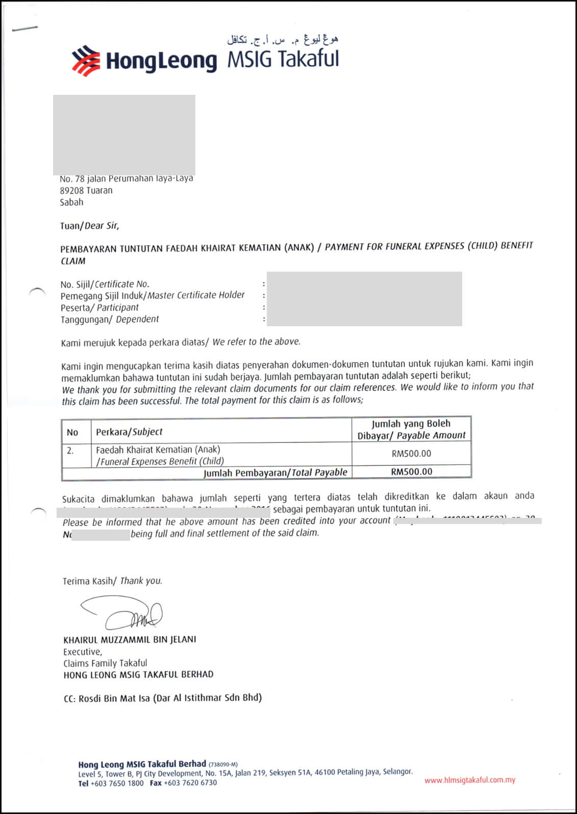 Rekod Tuntutan Takaful 9