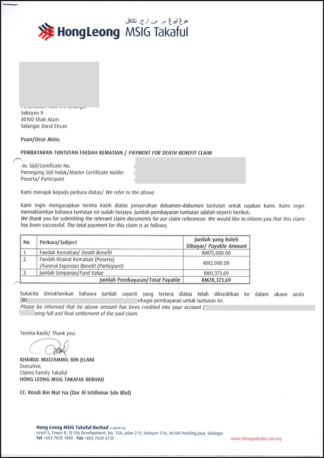 Rekod Tuntutan Takaful